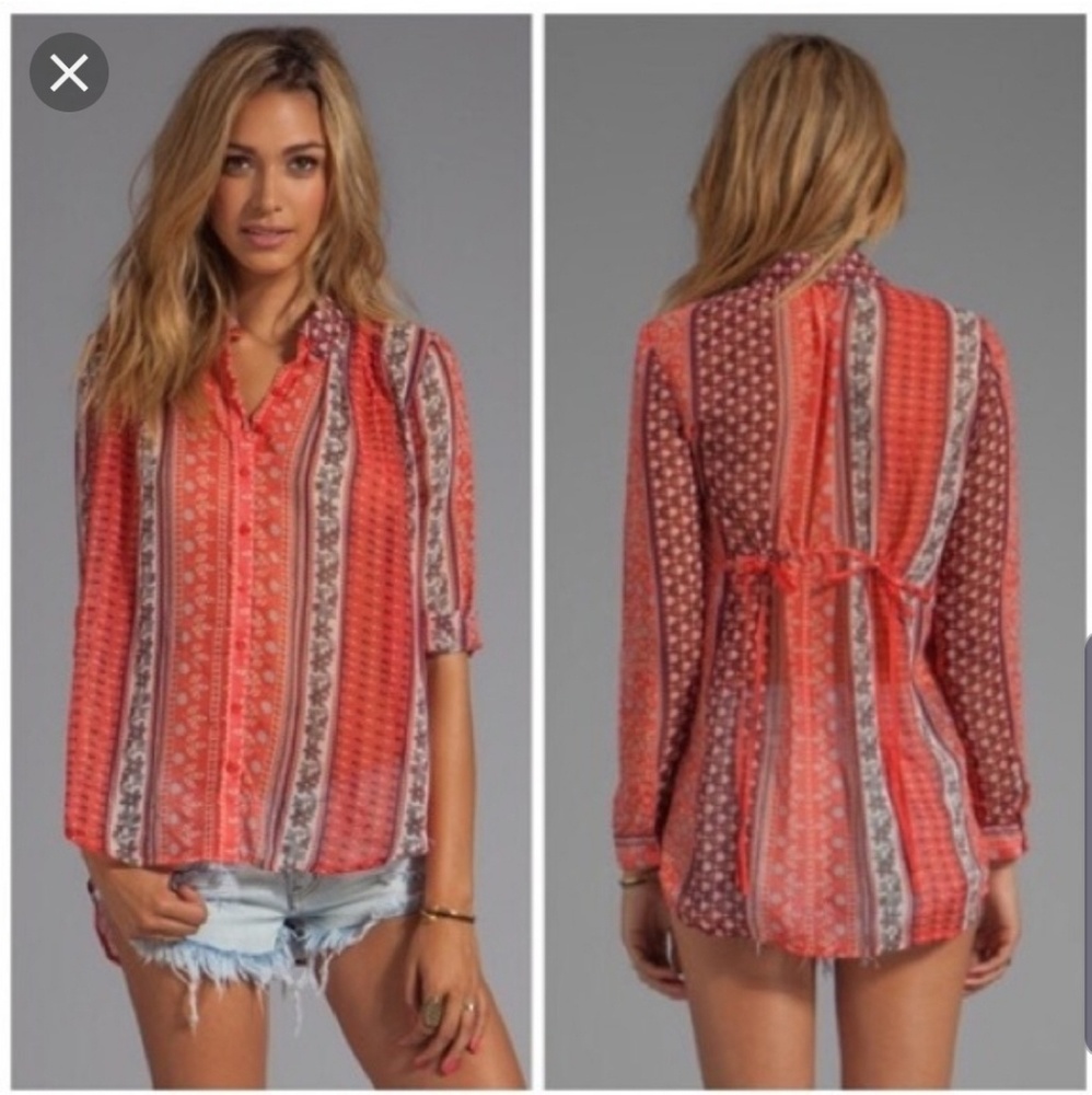 Free People Sheer Button Down Blouse